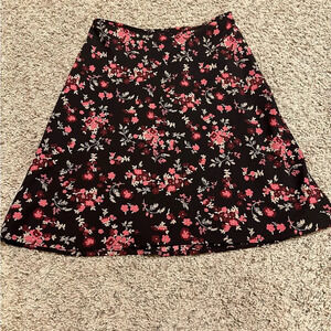 Vintage 2002 Old Navy Women's Brown Pink Floral Skirt Size 2